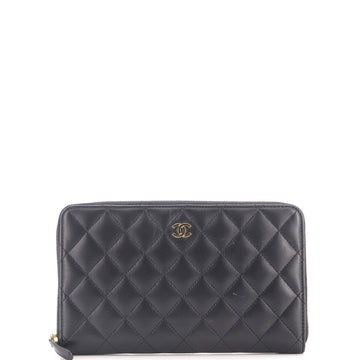 Chanel Zip Around Organizer Wallet Quilted Lambskin Large