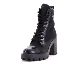 Prada Women's Heeled Combat Boots Re-Nylon and Leather