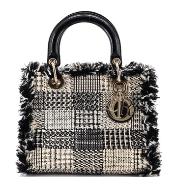 Christian Dior Lady Dior Bag Tweed with Patent Medium