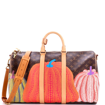 Louis Vuitton Keepall Bandouliere Bag Yayoi Kusama Pumpkins Monogram Canvas 45