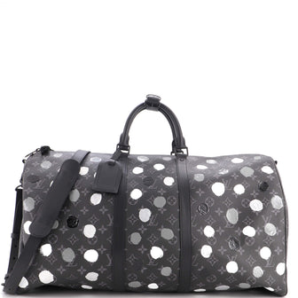 Louis Vuitton Keepall Bandouliere Bag Yayoi Kusama Painted Dots Monogram Eclipse Canvas 55