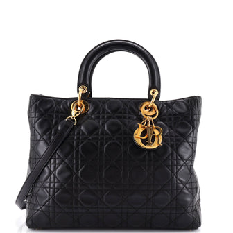 Christian Dior Vintage Lady Dior Bag Cannage Quilt Lambskin Large