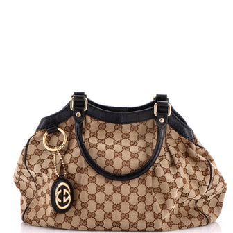 Gucci Sukey Tote GG Canvas with Leather Medium