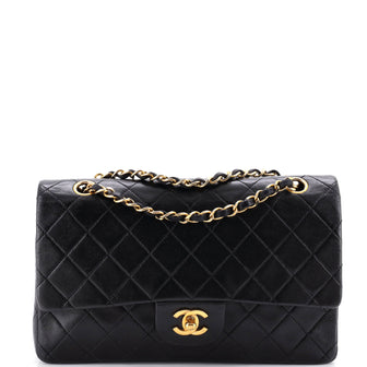 Chanel Vintage Classic Double Flap Bag Quilted Lambskin Medium