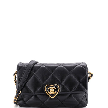 Chanel Coco Love CC Heart Flap Bag Quilted Lambskin Small