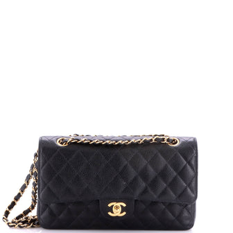 Chanel Vintage Classic Double Flap Bag Quilted Caviar Medium