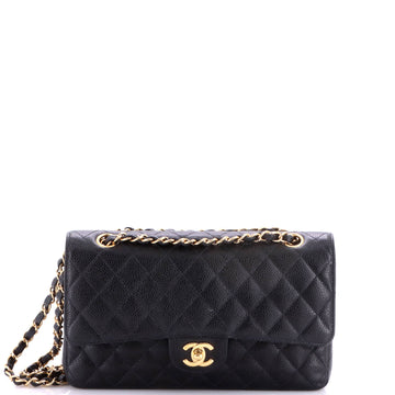 Chanel Vintage Classic Double Flap Bag Quilted Caviar Medium