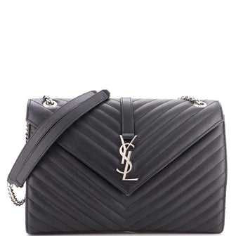 Saint Laurent Classic Monogram Envelope Satchel Matelasse Chevron Leather Large