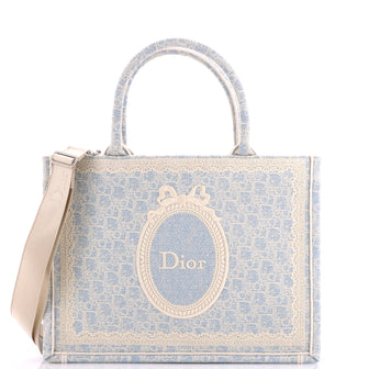 Christian Dior Book Tote Oblique Canvas with Lace Medium
