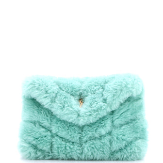 Saint Laurent LouLou Puffer Clutch Matelasse Chevron Shearling Small
