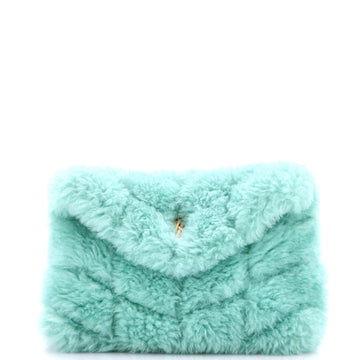 Saint Laurent LouLou Puffer Clutch Matelasse Chevron Shearling Small