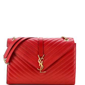 Saint Laurent Classic Monogram Envelope Satchel Matelasse Chevron Leather Large