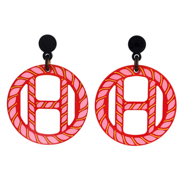 Hermes H Equipe Nautique Earrings Metal and Lacquered Horn