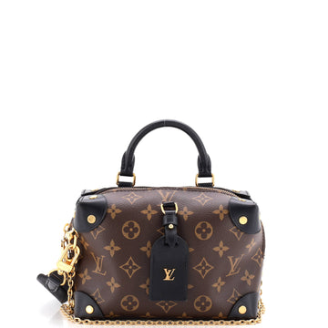 Louis Vuitton Petite Malle Souple Handbag Monogram Canvas with Leather