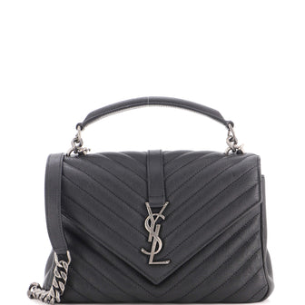 Saint Laurent Classic Monogram College Bag Matelasse Chevron Leather Medium