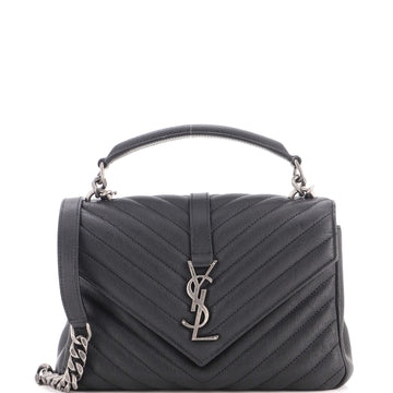 Saint Laurent Classic Monogram College Bag Matelasse Chevron Leather Medium