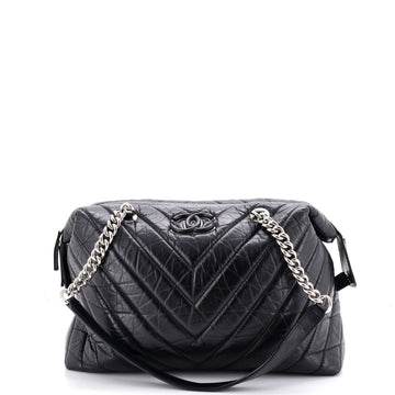 Chanel CC Bowling Bag Chevron Aged Calfskin Medium