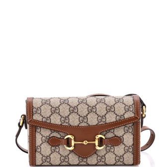 Gucci Horsebit 1955 Flap Crossbody Bag GG Coated Canvas Mini