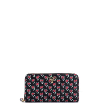Prada Zip Around Wallet Printed Saffiano Long