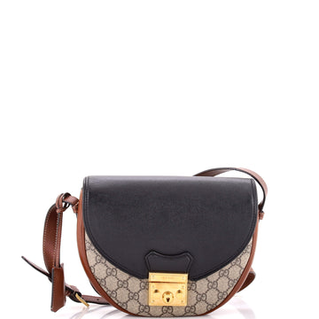 Gucci Padlock Saddle Shoulder Bag GG Coated Canvas and Leather Small