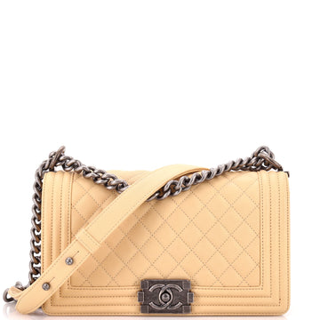 Chanel Boy Flap Bag Quilted Lambskin Old Medium