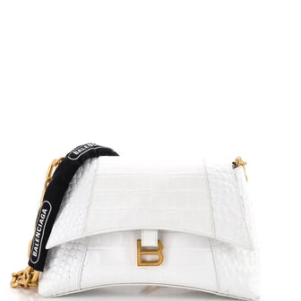 Balenciaga Downtown S Chain-Handle Shoulder Bag Crocodile Embossed Leather Small