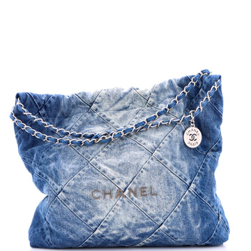 Chanel 22 Chain Hobo Quilted Denim Medium