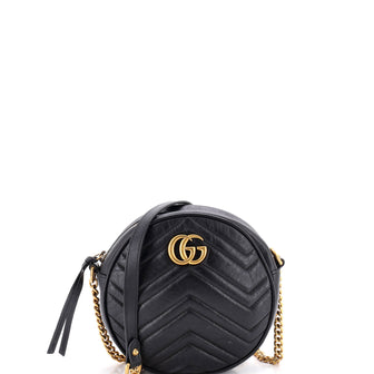 Gucci GG Marmont Round Shoulder Bag Matelasse Leather Mini