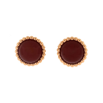 Van Cleef & Arpels Perlée Couleurs Stud Earrings 18K Rose Gold and Carnelian