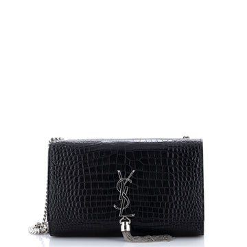 Saint Laurent Classic Monogram Tassel Crossbody Bag Crocodile Embossed Leather Medium