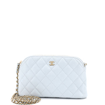 Chanel CC Dome Zip Clutch with Chain Quilted Caviar Small