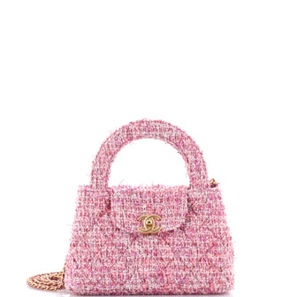 Chanel Kelly Top Handle Shopping Bag Quilted Tweed Mini