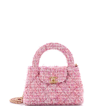 Chanel Kelly Top Handle Shopping Bag Quilted Tweed Mini