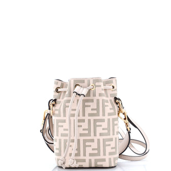 Fendi Mon Tresor Bucket Bag Zucca Embossed Leather Mini