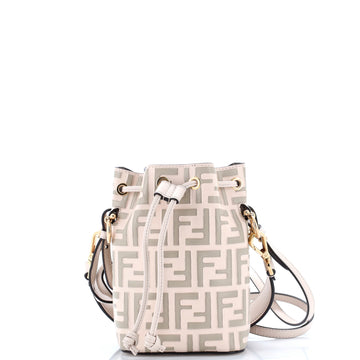 Fendi Mon Tresor Bucket Bag Zucca Embossed Leather Mini