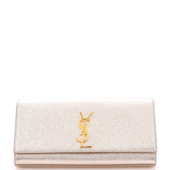 Saint Laurent Classic Monogram Clutch Metallic Calfskin Long