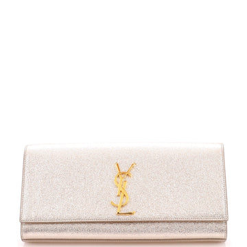 Saint Laurent Classic Monogram Clutch Metallic Calfskin Long