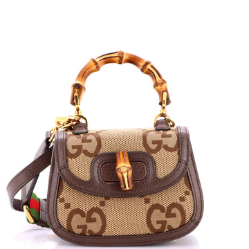 Gucci Bamboo 1947 Top Handle Bag Jumbo GG Canvas Mini