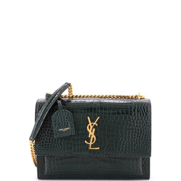 Saint Laurent Sunset Crossbody Bag Crocodile Embossed Leather Medium