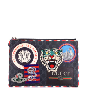 Gucci Night Courrier Pouch GG Coated Canvas with Applique