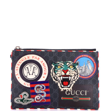 Gucci Night Courrier Pouch GG Coated Canvas with Applique