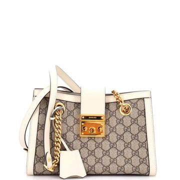 Gucci Padlock Chain Tote GG Coated Canvas with Leather Small