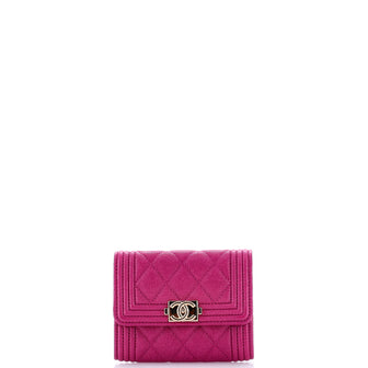 Chanel Boy Flap Card Case Quilted Caviar