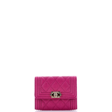 Chanel Boy Flap Card Case Quilted Caviar