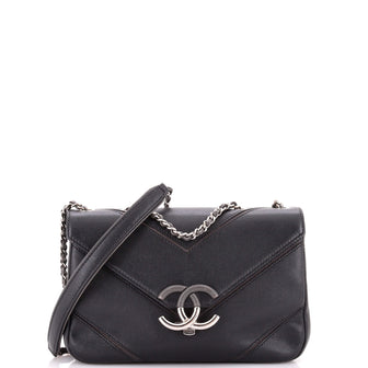Chanel Macro Flap Bag Chevron Caviar Large