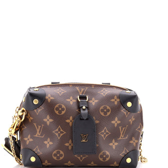 Louis Vuitton Petite Malle Souple Handbag Monogram Canvas with Leather