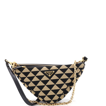 Prada Double Symbole Triangle Bag Leather and Jacquard Mini