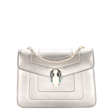 Bvlgari Serpenti Forever Square Shoulder Bag Metallic Leather Small