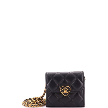 Chanel Coco Love CC Heart Clutch with Chain Quilted Lambskin Mini
