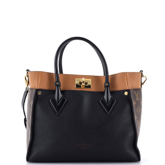 Louis Vuitton On My Side Tote Leather with Monogram Canvas MM